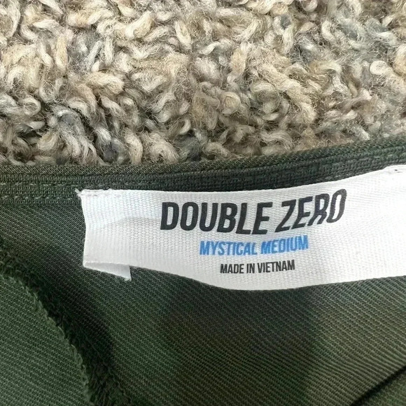 Double Zero V Neck Dress Olive Green high low dolman short sleeves size medium - Picture 4 of 7